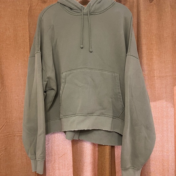 A&F Olive Green Oversized Cropped Hoodie M - Picture 1 of 3